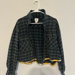 BDG Dark Green Plaid Utility Jacket